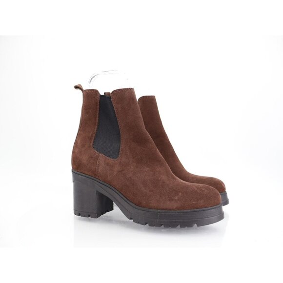 La Canadienne Paxton Suede Chelsea Boot Size 10.5 Brown Leather Chunky Lug Sole - Picture 1 of 12